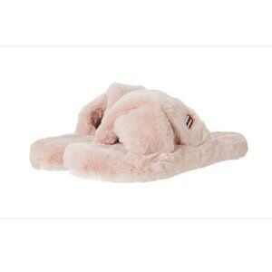 Hunter Women's Faux Fur Flatform Crossover Slide Azalea Pink Size US 8 M